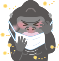 Gorilla hay fever-Illustration (mask-sneezing-snot-itching eyes)