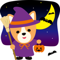 Halloween (witch and lantern) Corgi (dog) cute animal