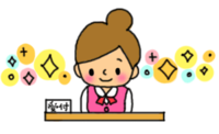 gif animation of receptionist woman bowing with Pecoli
