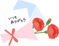 母亲节康乃馨和写有"一直谢谢"的信件