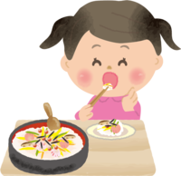 ちらし寿司を食べる女の子-ひな祭り