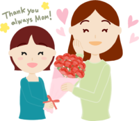 Girl and mother (middle-aged 40s) carnation on Mother's Day Free