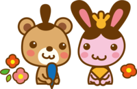 Hinamatsuri bear and rabbit-Spring