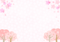 Background with simple cherry blossoms designed in the four corners