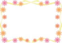 Cute frame of flowers and ribbon