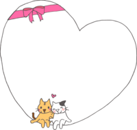 Cat couple and heart frame frame