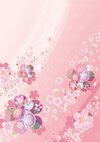 縦の和風(桜)背景フリーイラスト画像