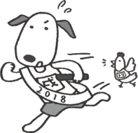 走る-かわいい白黒の犬