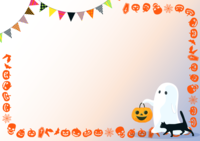 Halloween ghost and orange frame frame fashionable illustration image