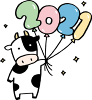 2021 Cow with a balloon-Cute Ox Year