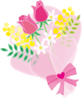 かわいい水彩画風のチューリップの花束フリー