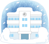 雪に埋もれる学校