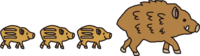 Line where cute wild boar and Uribo's parent and child walk side by side-2019 Zodiac (Year of the Pig)