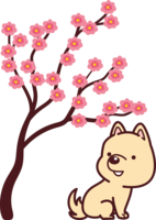 Cute puppy and plum blossom-2018 Zodiac (Year of the Dog)