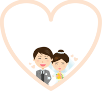 Heart frame material decoration and bride and groom