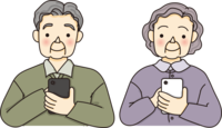 Old man handles smartphones