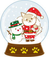Cute Christmas (Santa Claus, Shiba Inu on a snow globe)