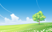 Beautiful sky, cool wide meadow and one tree-background