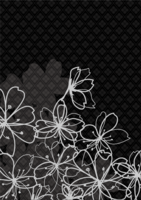 Image design of cherry blossoms drawn on a black background