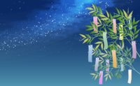 Fashionable and beautiful night sky, Tanabata Milky Way and bamboo decoration background
