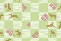 Japanese style dog pattern-cool background (green-green)