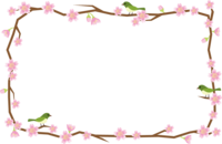 Sakura branch and warbler frame frame illustration-Spring