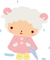Sheep-rainy season-umbrella-cute animal