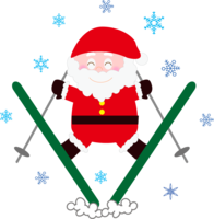 12月可爱插图(滑雪圣诞老人)