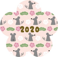 梅花形状中老鼠梅花和松树图案2020童年