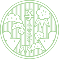 圆圈框中线条的梅花、竹子和老鼠-2020童年
