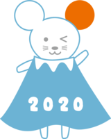 富士山の仮装(洋服を着た)した-ねずみ(ネズミ-鼠)2020子年