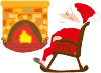 Santa's Christmas cute relaxing in the fireplace