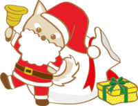 かわいいクリスマス(ベルを持つ柴犬サンタクロース)