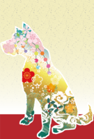 Japanese style-dog (flower shadow) background (vertical)
