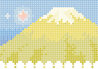 富士山(かわいい：懐かしドット風ゴールド富士)背景