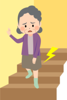 階段上り下り関節の痛み(叔母)イラスト／医療／健康