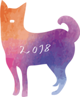 水彩の犬シルエット-おしゃれかわいい2018戌年