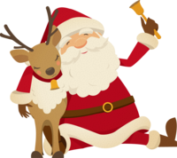 Fashionable Santa Claus (with a good friend reindeer)