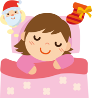 冬(サンタを楽しみに眠る女の子)