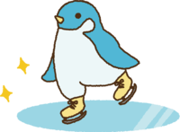 かわいいペンギンがアイススケート