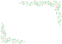 葉と小花(シンプル)角フレーム飾り枠