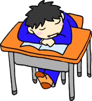 School (boy sleeping while studying or class)