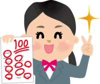 100点のテストを自慢する女子学生