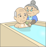 おじいちゃんを介護するおばあちゃん-お風呂編