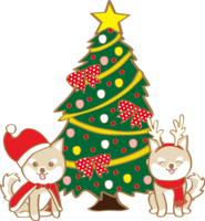 圣诞节(树和两只柴犬)