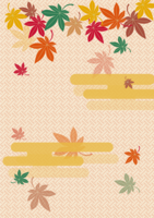 和風フレーム枠イラスト(美しく散る紅葉に侘び寂びをイメージ