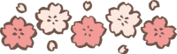 ライン状に並ぶ2色の桜の花-和風(筆-墨)桜