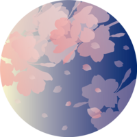 在圆中剪影重叠的夜樱之花时尚