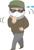 Beware of suspicious persons! Hide your face with a mask and sunglasses