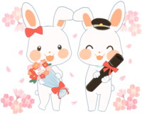 Rabbit smile and graduation character (spring)